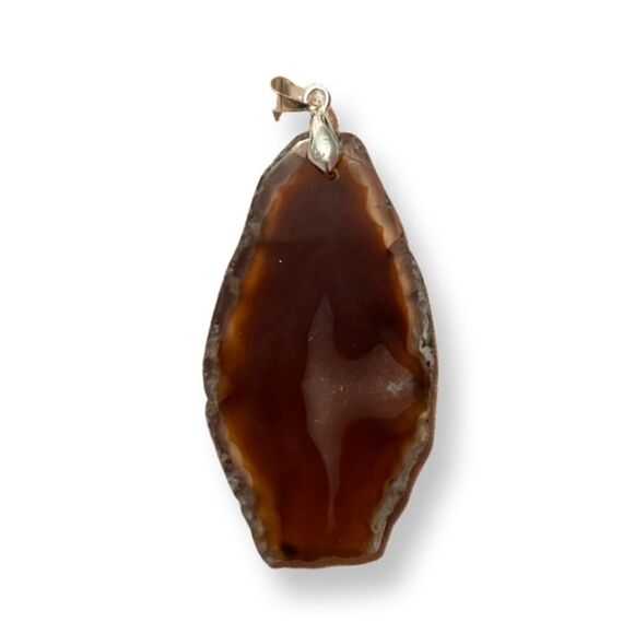 ⭐️3/$25⭐️ Large Brown Geode Slice Pendant - Picture 1 of 2